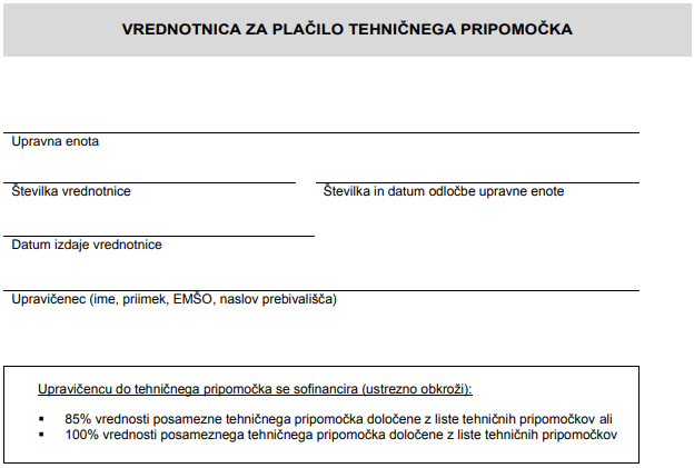 Vrednotnica za rampe - vloga in postopek