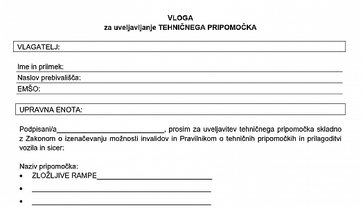 Vrednotnica za rampe - vloga in postopek